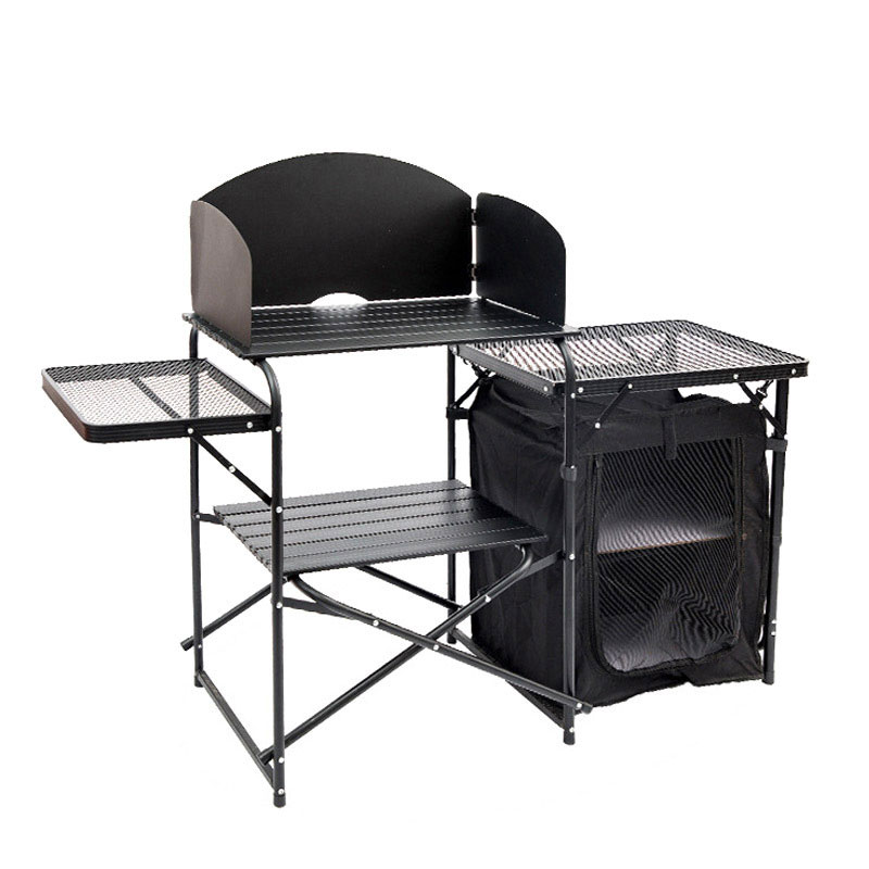 工場卸売 ポータブル屋外折りたたみ式キッチンテーブル アルミ - Camping Cooking Table With Windshield のレビューと価格