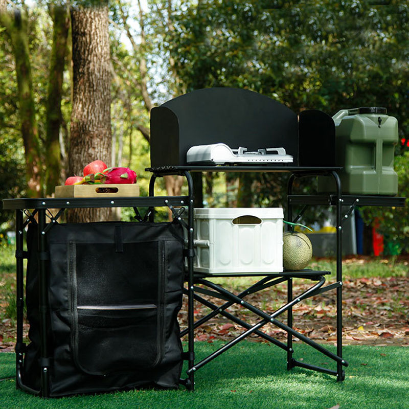 工場卸売 ポータブル屋外折りたたみ式キッチンテーブル アルミ - Camping Cooking Table With Windshield のレビューと価格