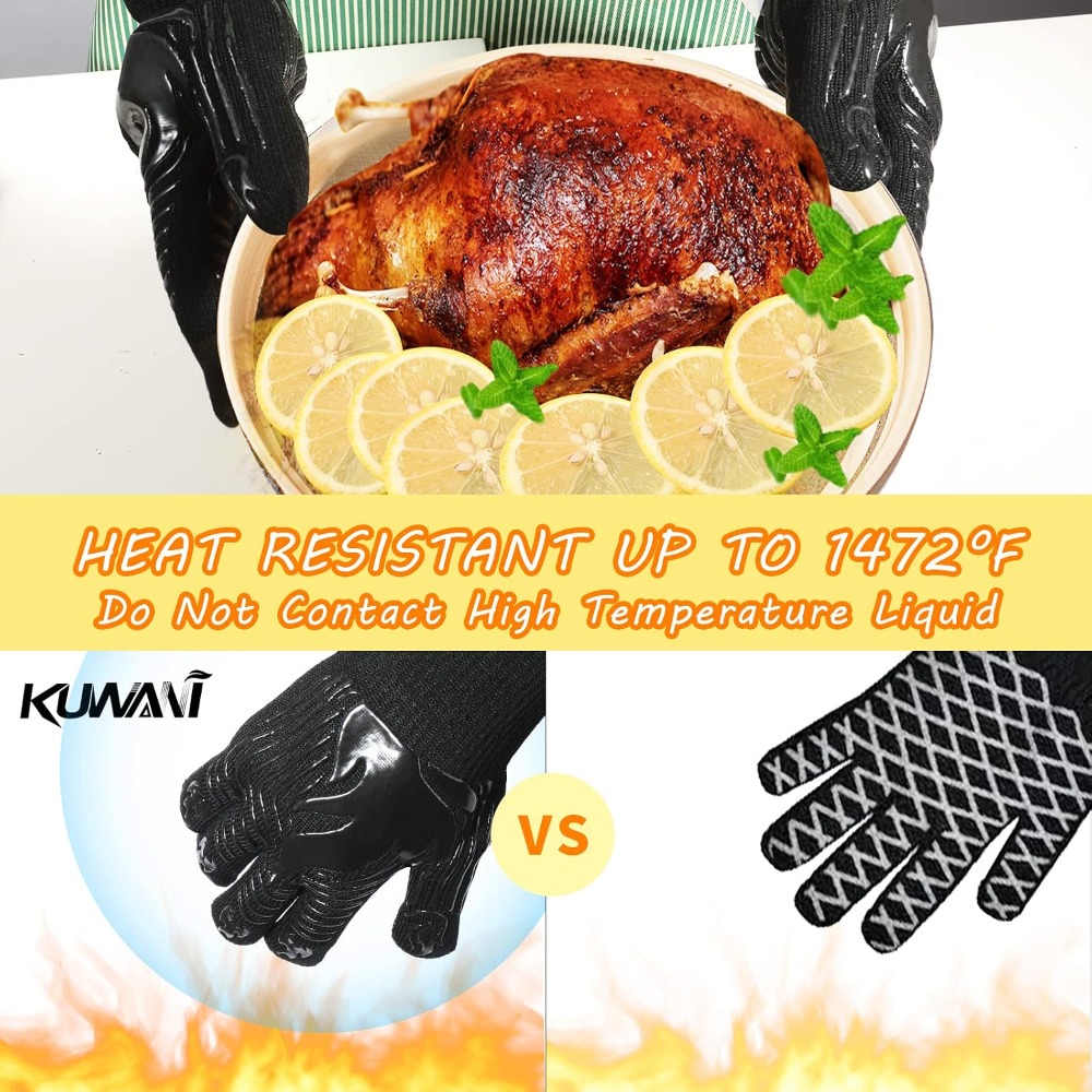 バーベキューグローブ、1472 ° F耐熱手袋、防火ミット、 - Camping Cooking Bbq のレビューと価格