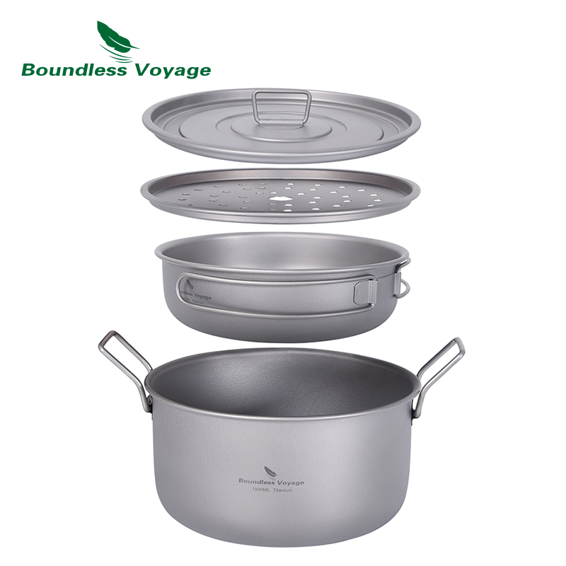 無限の航海-多機能調理鍋、チタン蒸し器、スープ鍋、蓋付きフラ - Camping Cooking Pots And Pans のレビューと価格